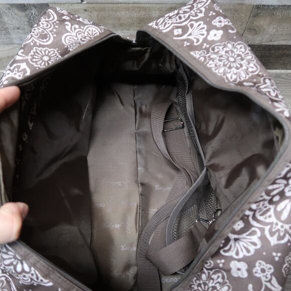 Thirty-One Duffle Tote Bag Zip Top Woodblock Floral - Picture 4 of 9